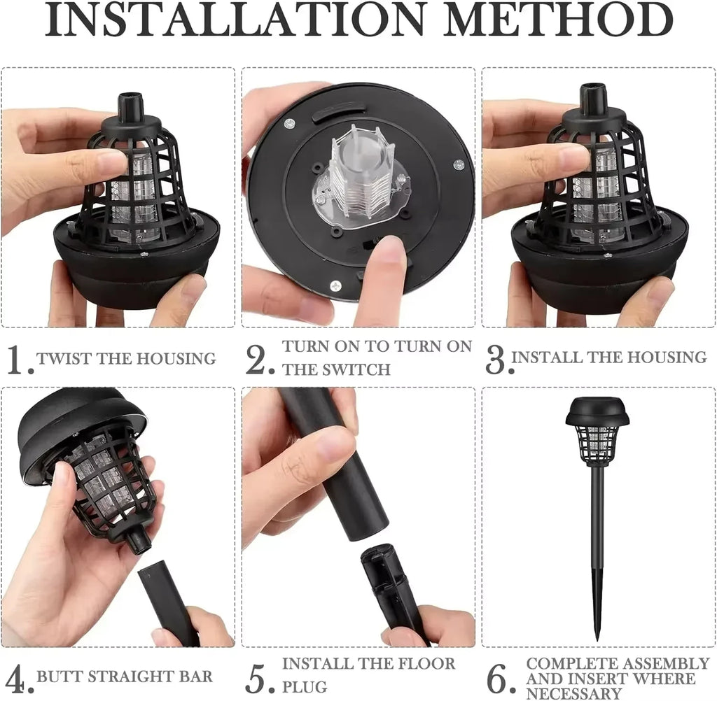 1/2/4pcs Solar Bug Zapper Waterproof Mosquito Zapper, Lighting Mosquito Repellent Lamp for Indoor Outdoor Use Garden Patio