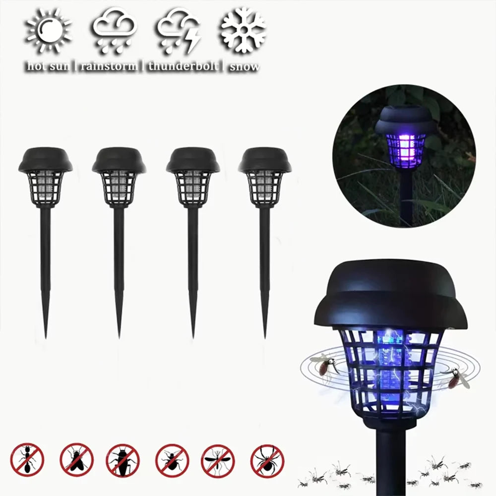 1/2/4pcs Solar Bug Zapper Waterproof Mosquito Zapper, Lighting Mosquito Repellent Lamp for Indoor Outdoor Use Garden Patio