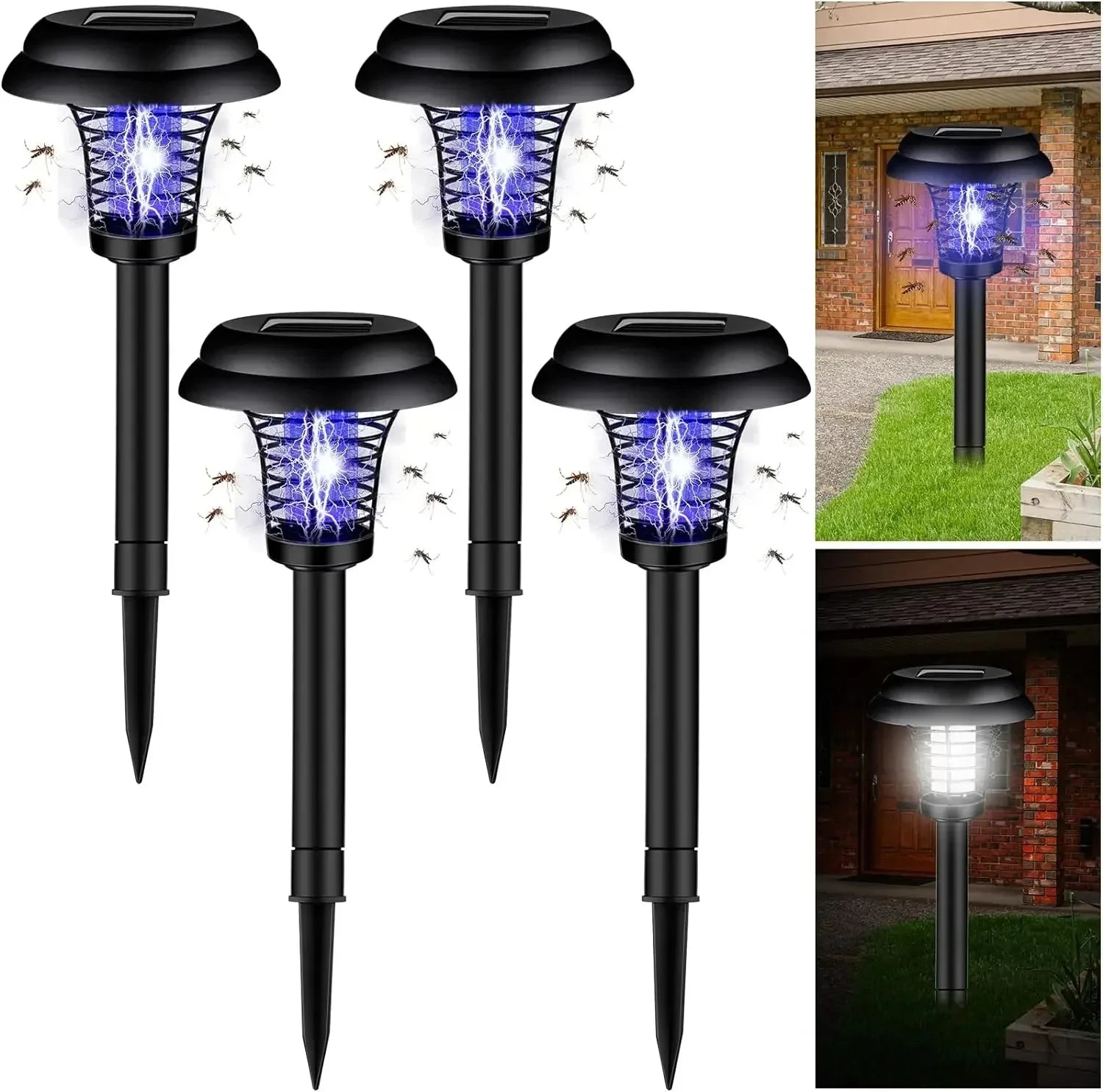 1/2/4pcs Solar Bug Zapper Waterproof Mosquito Zapper, Lighting Mosquito Repellent Lamp for Indoor Outdoor Use Garden Patio