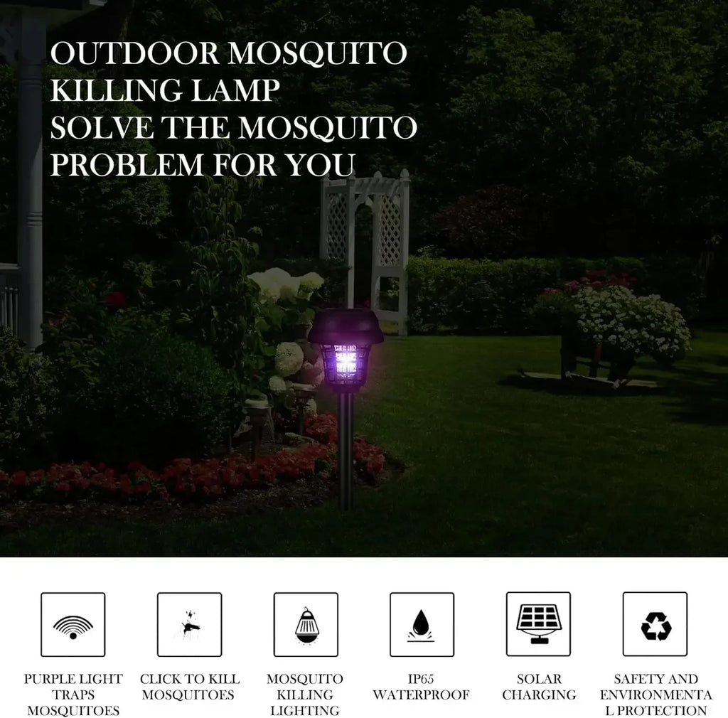 1/2/4pcs Solar Bug Zapper Waterproof Mosquito Zapper, Lighting Mosquito Repellent Lamp for Indoor Outdoor Use Garden Patio